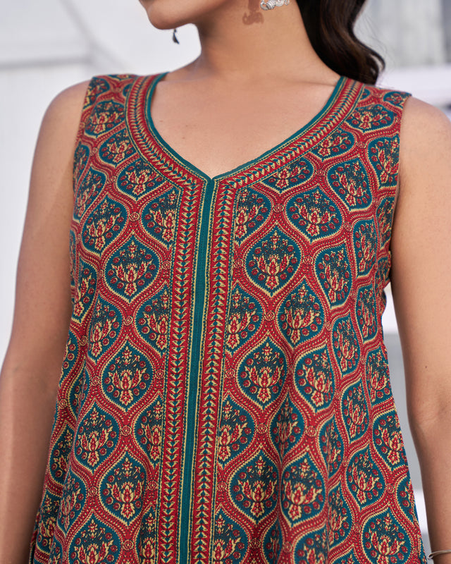 Graceful Bloom Handblock Suit Set