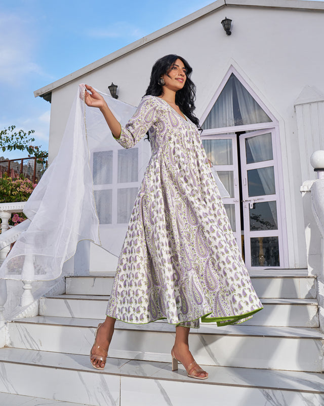 Soft Tones Handblock Suit Set