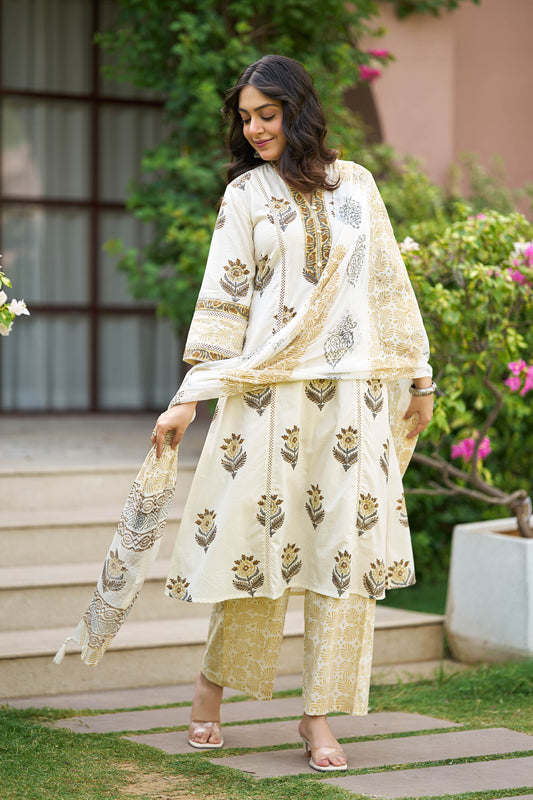 Kesar Chandan Handblock Suit Set