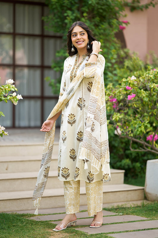 Kesar Chandan Handblock Suit Set