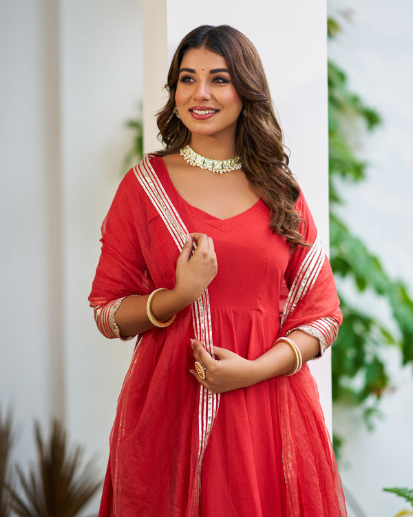 Copper Bloom Anarkali Suit Set