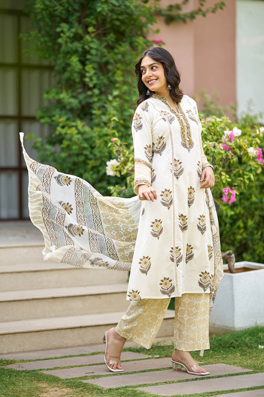 Kesar Chandan Handblock Suit Set