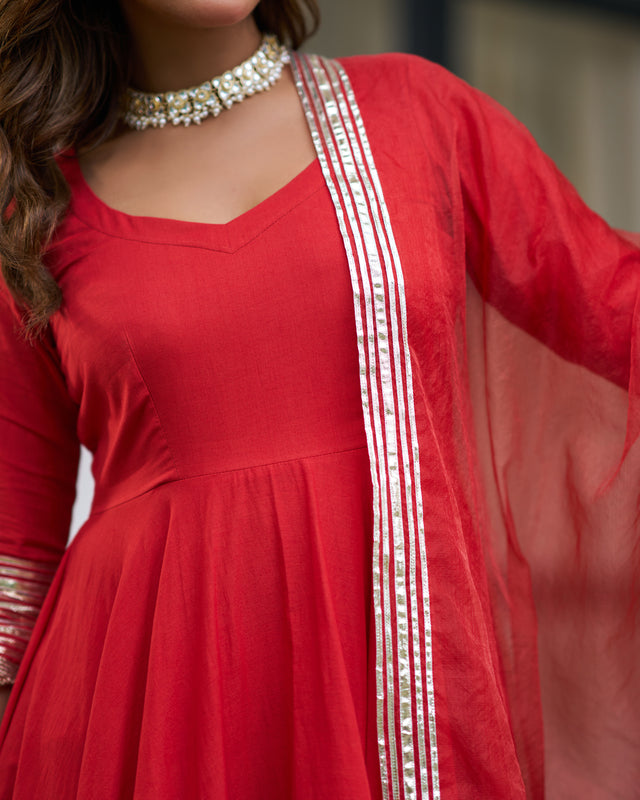 Copper Bloom Anarkali Suit Set