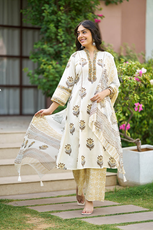 Kesar Chandan Handblock Suit Set