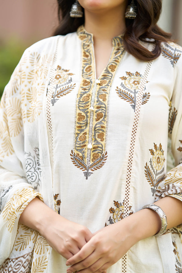 Kesar Chandan Handblock Suit Set