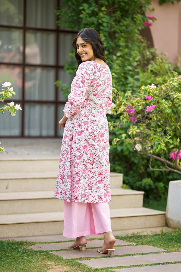 Rosewood handblock kurta set