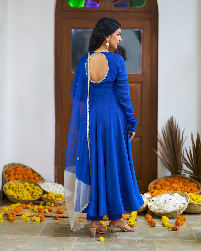 Sapphire Blue Anarkali Suit Set
