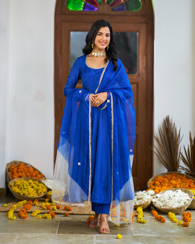 Sapphire Blue Anarkali Suit Set