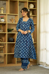 Indigo Safari handblock kurta set
