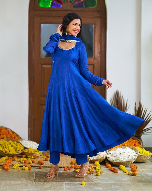 Sapphire Blue Anarkali Suit Set