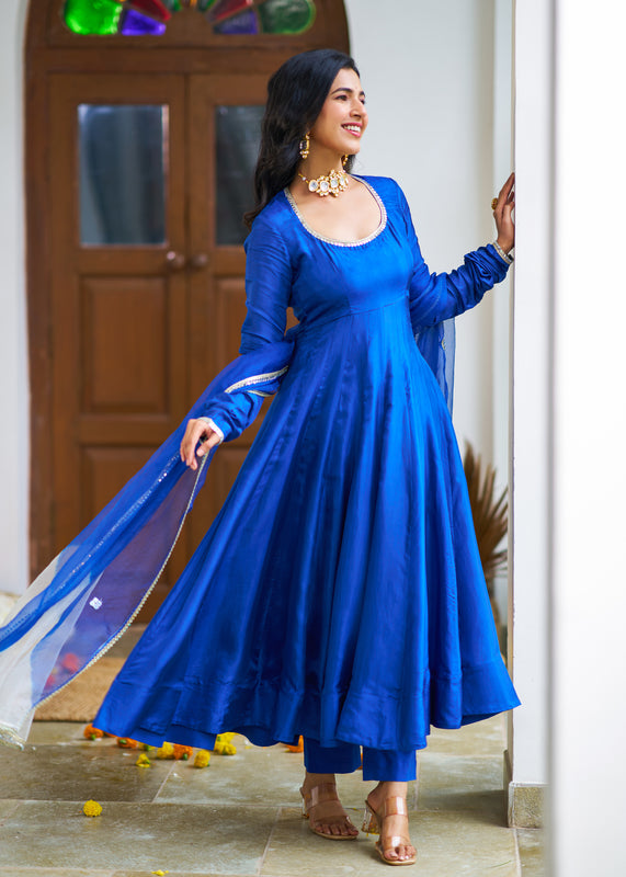 Sapphire Blue Anarkali Suit Set