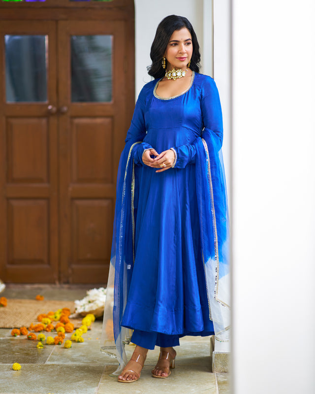 Sapphire Blue Anarkali Suit Set
