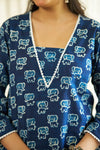 Indigo Safari handblock kurta set