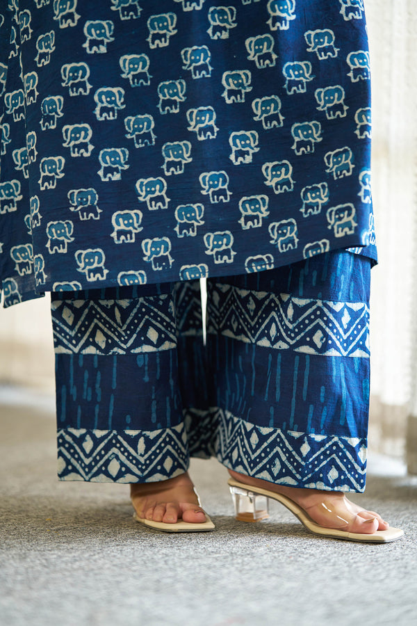 Indigo Safari handblock kurta set