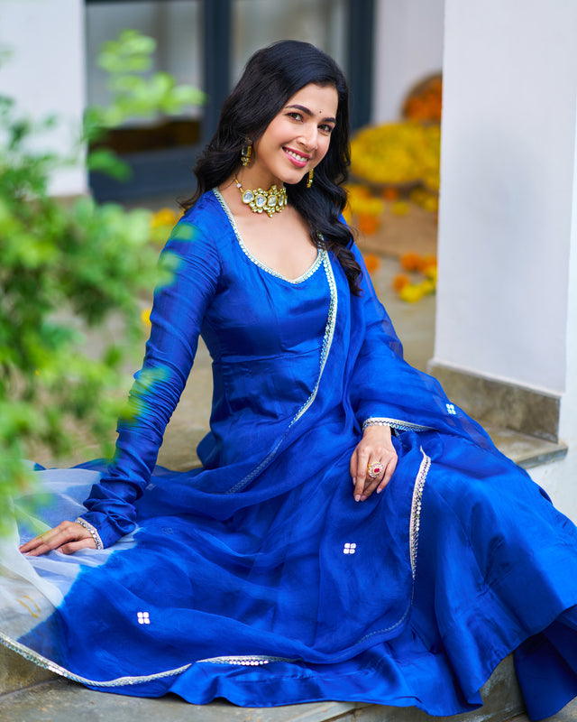 Sapphire Blue Anarkali Suit Set