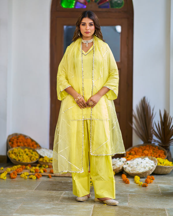 LimeLine Yellow Pakistani Kurta Set