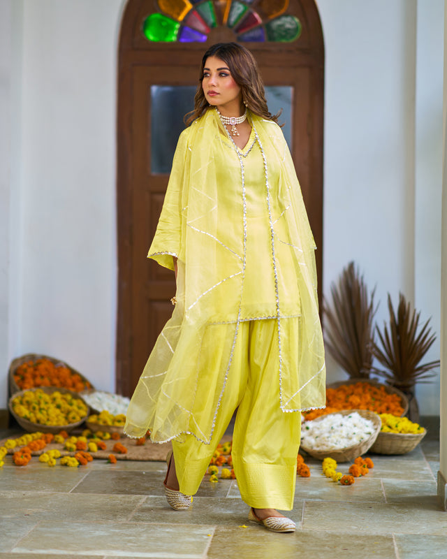 LimeLine Yellow Pakistani Kurta Set
