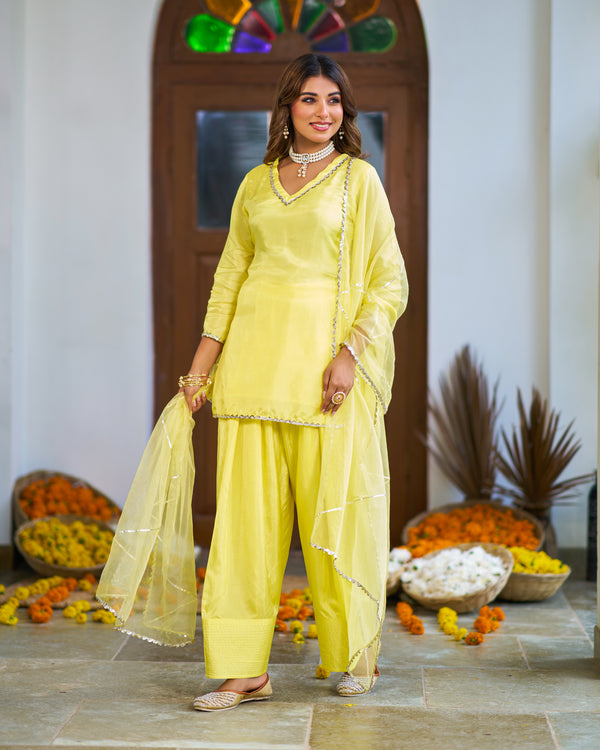 LimeLine Yellow Pakistani Kurta Set