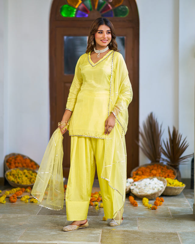 LimeLine Yellow Pakistani Kurta Set