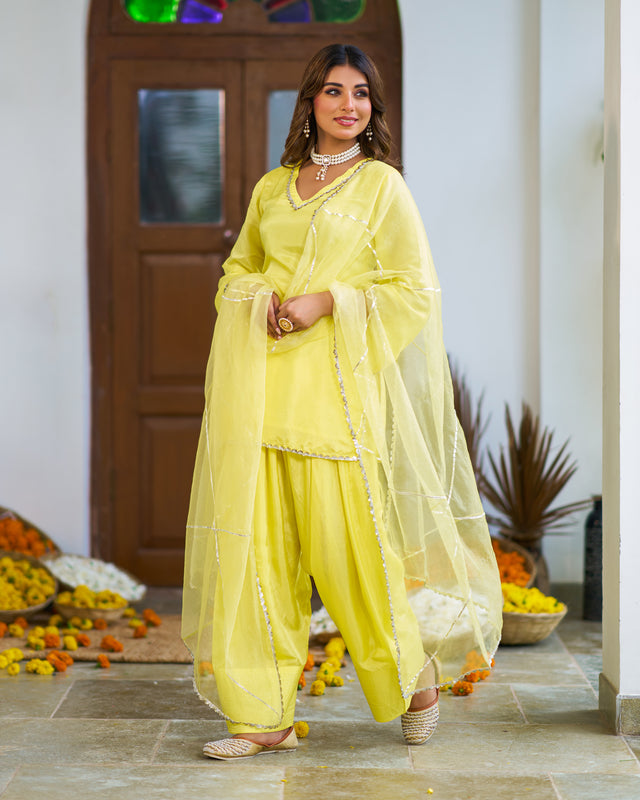 LimeLine Yellow Pakistani Kurta Set