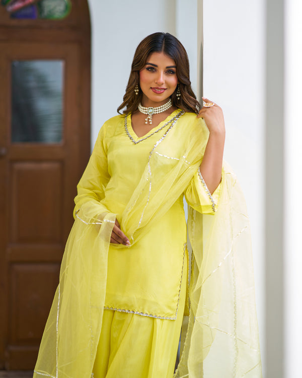 LimeLine Yellow Pakistani Kurta Set