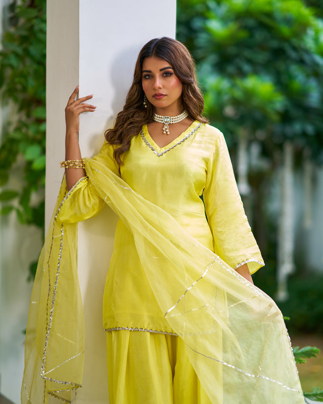 LimeLine Yellow Pakistani Kurta Set