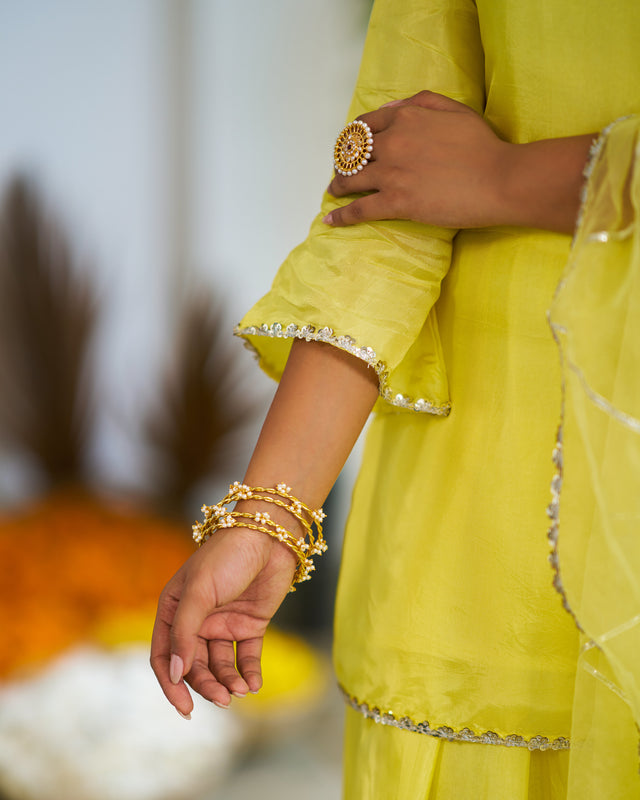 LimeLine Yellow Pakistani Kurta Set