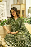 Harit bagru handblock Anarkali Suit set