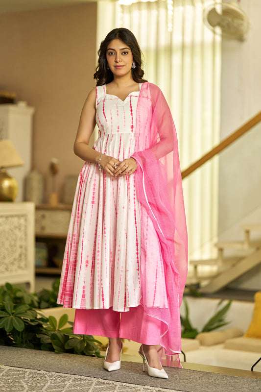 Pink Shibori Stripe suit set