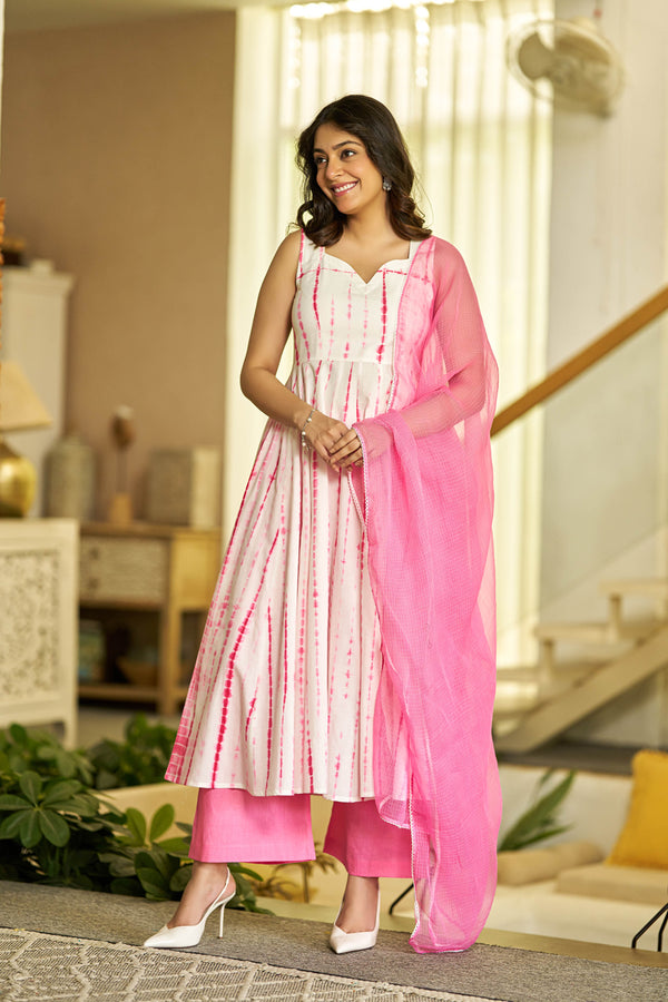 Pink Shibori Stripe suit set