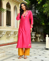 Khwaab Pink Embroidered Chanderi Kurta Set
