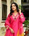 Khwaab Pink Embroidered Chanderi Kurta Set