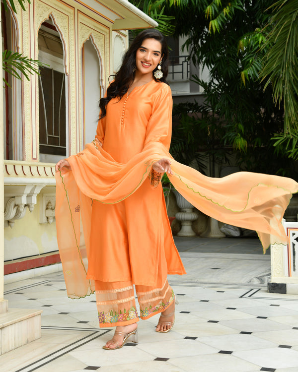 Amber Bloom Embroidered Kurta Set