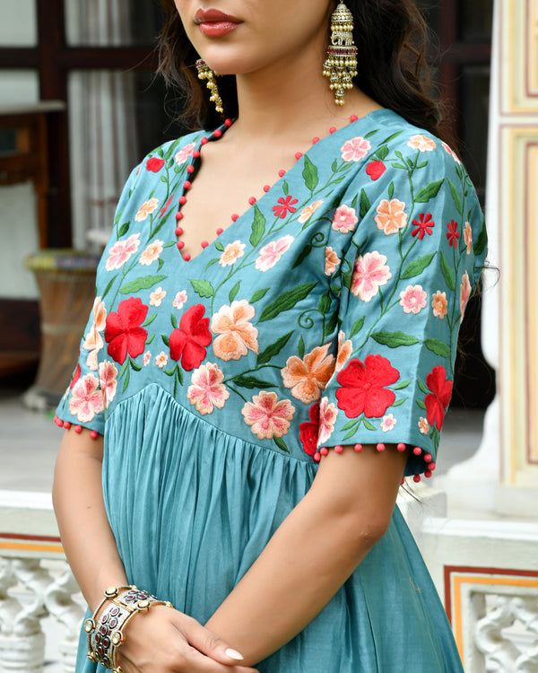Noorie Floral High Low Chanderi Suit Set