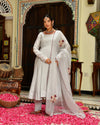Seher Grey Embroidered Chanderi Suit Set