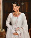Seher Grey Embroidered Chanderi Suit Set