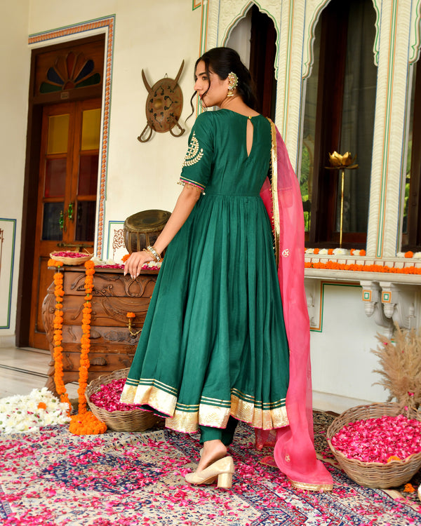Teej Green Gotapatti Suit Set