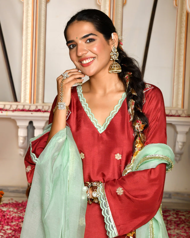 Barkat Maroon Kurta Set