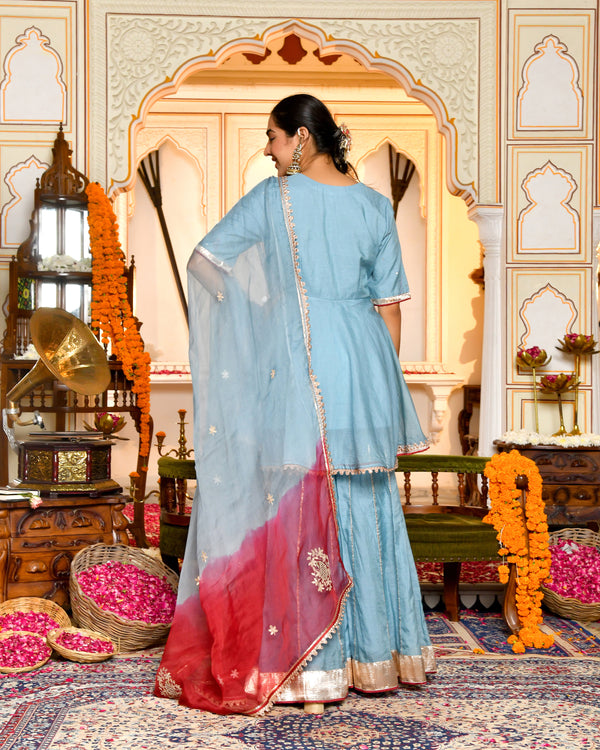 Luna Blue Sharara Set