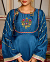 Niya Teal Blue Silk Suit Set