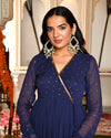 Aafreen Blue Embroidered Georgette Angrakha Set