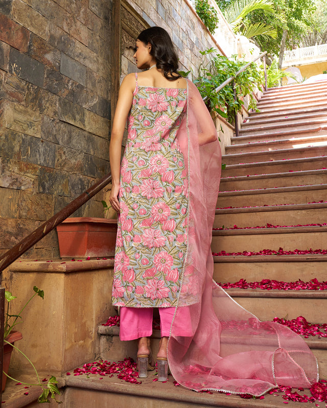 Rooh Handblock Cotton Gotapatti Suit Set