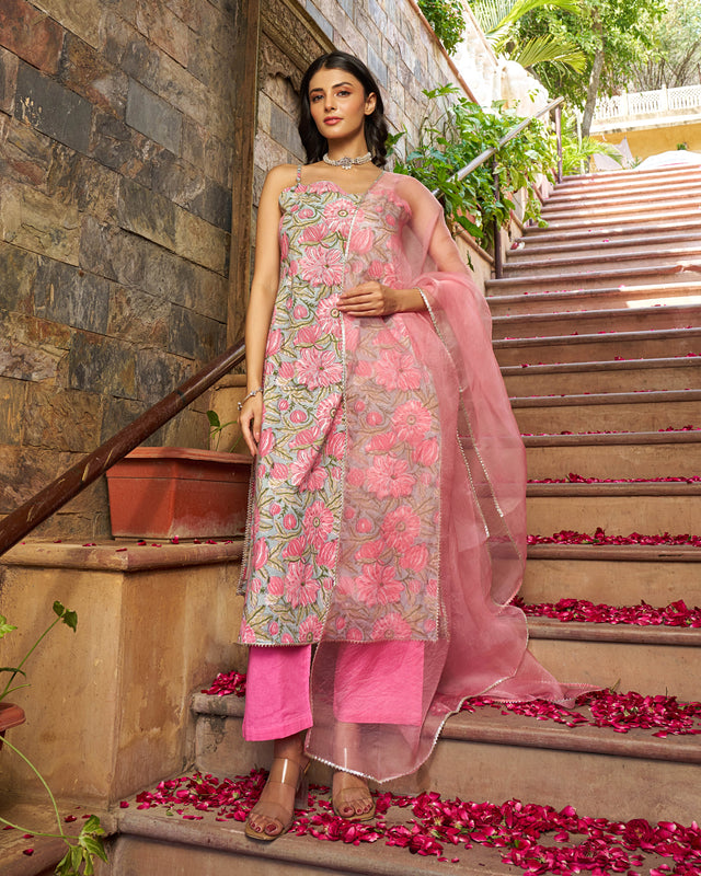 Rooh Handblock Cotton Gotapatti Suit Set