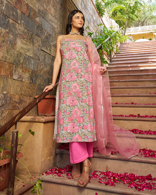 Rooh Handblock Cotton Gotapatti Suit Set