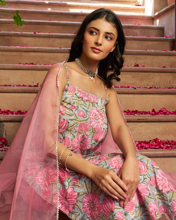 Rooh Handblock Cotton Gotapatti Suit Set