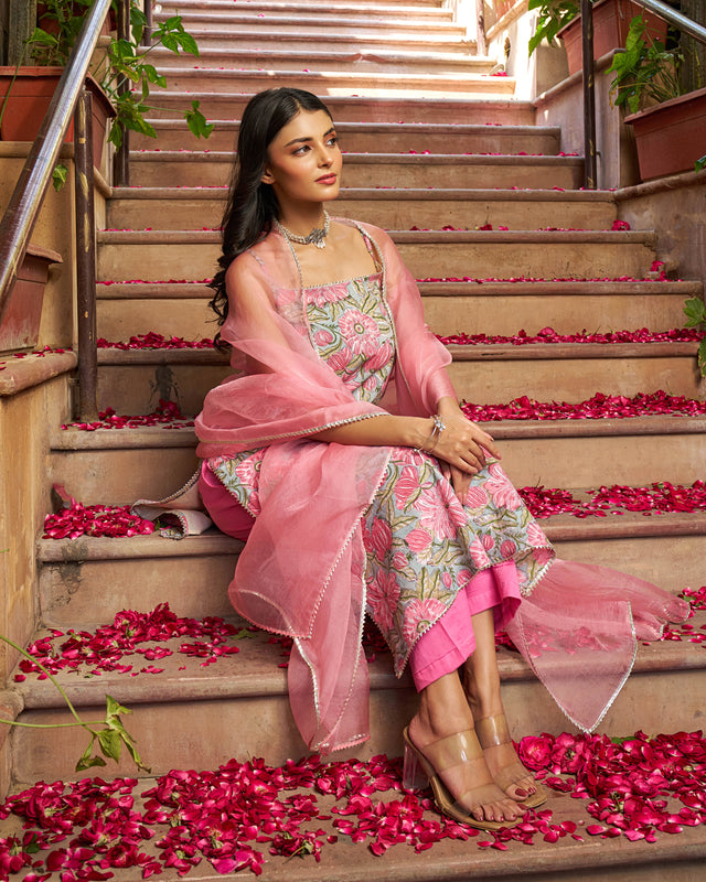 Rooh Handblock Cotton Gotapatti Suit Set