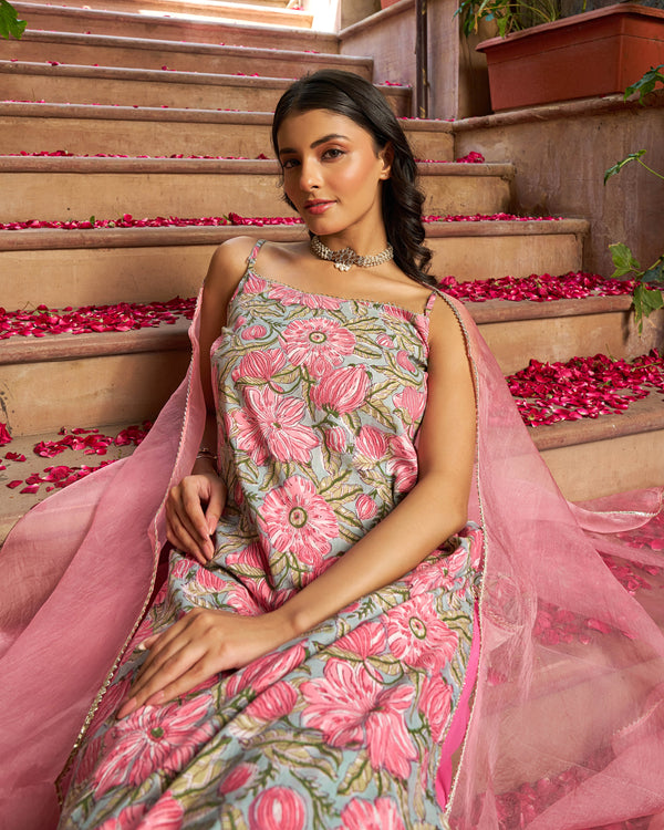 Rooh Handblock Cotton Gotapatti Suit Set