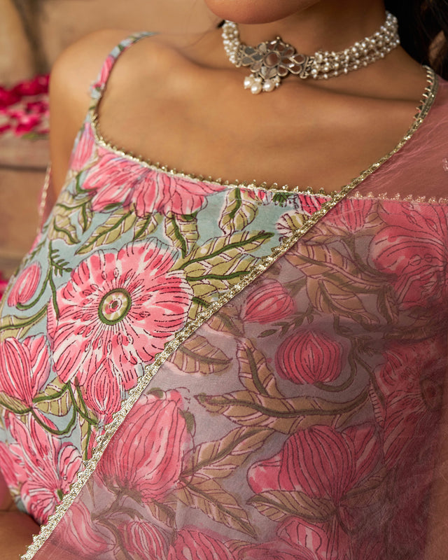 Rooh Handblock Cotton Gotapatti Suit Set