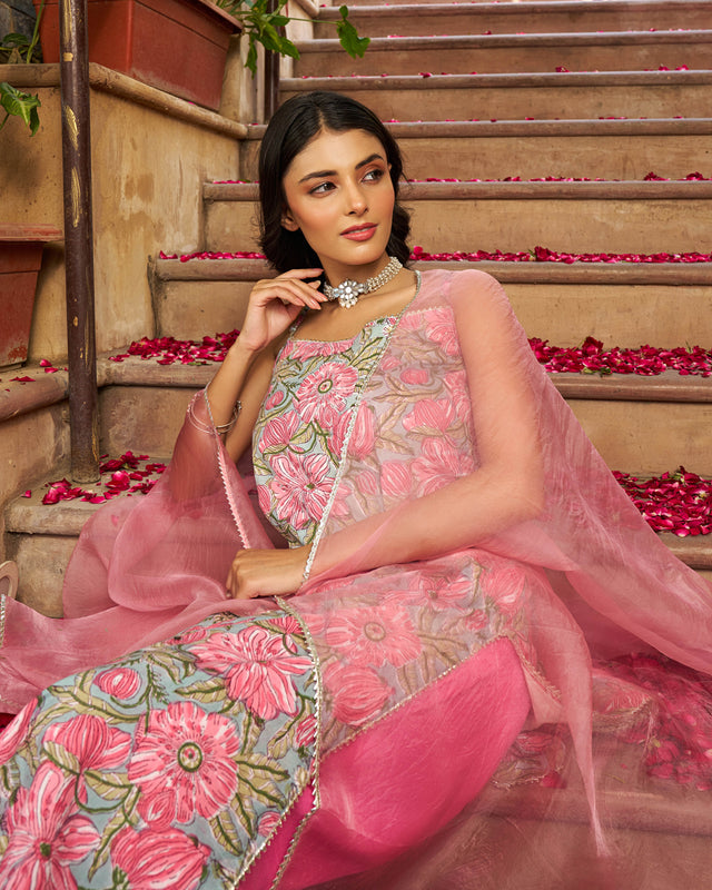 Rooh Handblock Cotton Gotapatti Suit Set