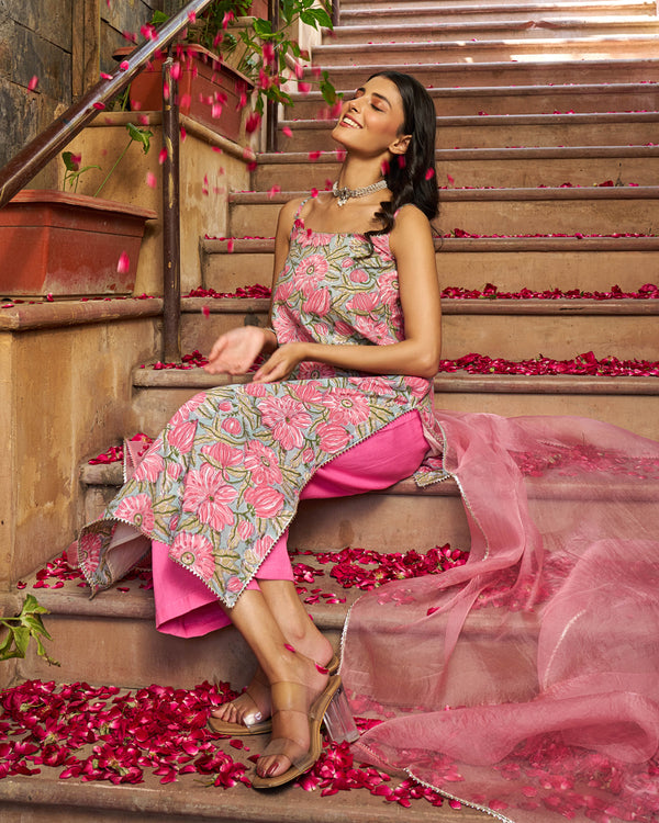 Rooh Handblock Cotton Gotapatti Suit Set